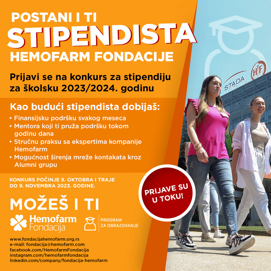 Hemofarm fondacija KONKURS ZA STIPENDIJE